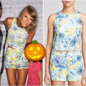 Lucy Paris yellow floral sleeveless crop top